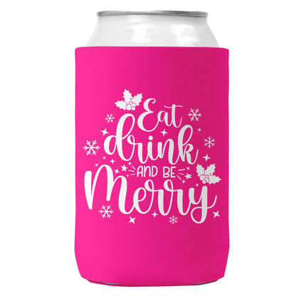 Eat Drink & Be Merry Can Christmas Coozie Can Cooler 12oz-4