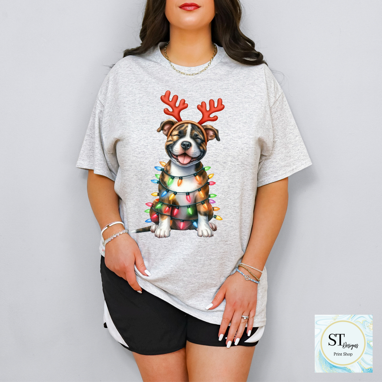 Pitbull Christmas Shirt For Dog Lovers Durable Ink Print USA Made Breathable Fabric