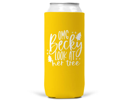 OMG Becky Look At Her Tree Christmas SLIM CAN Coozie 12oz-8