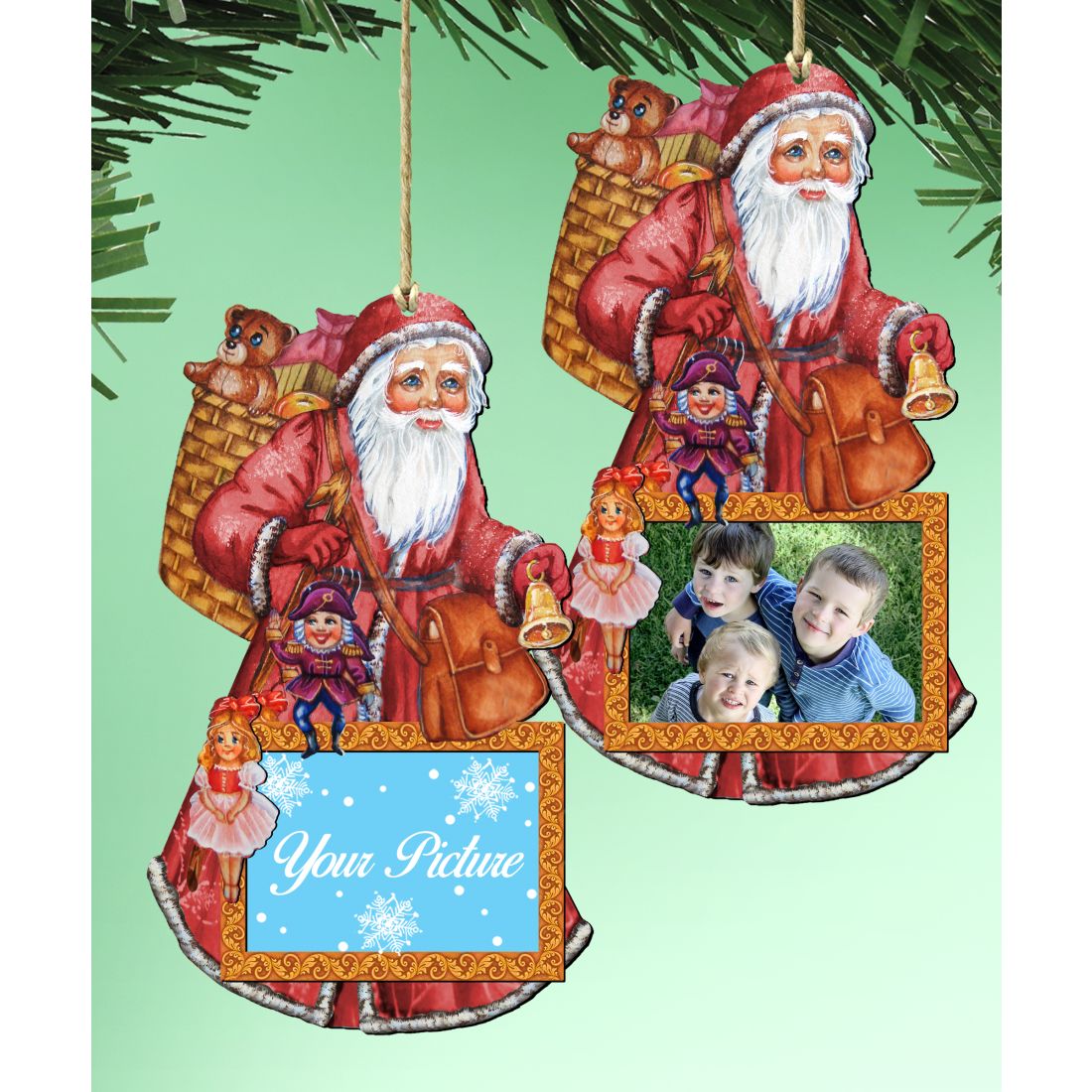 Santa Christmas Picture Frame Ornaments - Ornament for Photo - Christmas Santa Snowman Decor - 8124120PF-0