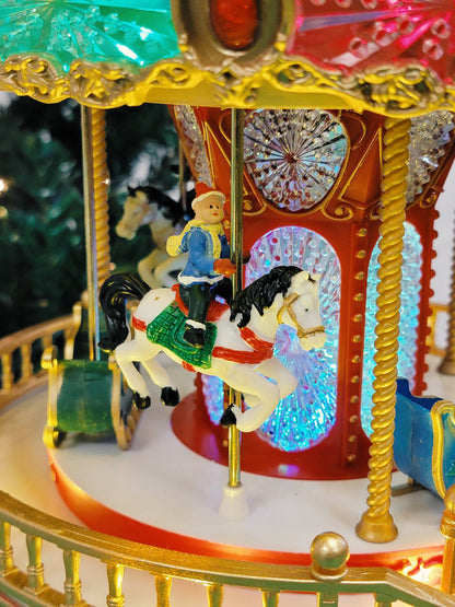 Christmas Carousel Decoration. Christmas Village F07M4-12-W269-3