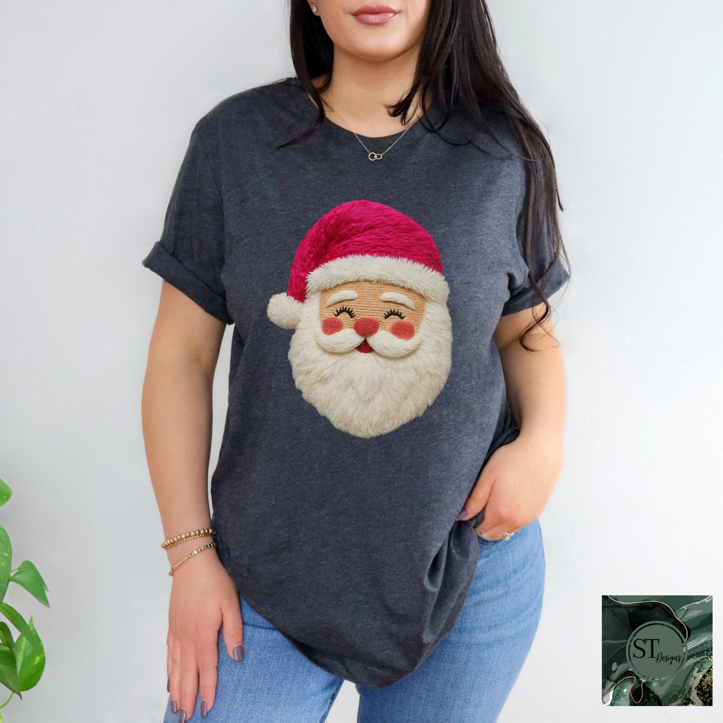 Christmas Santa Faux Yarn Apparel Premium Durable Print For Christmas Lovers Sizes Small To 5XL USA Printed