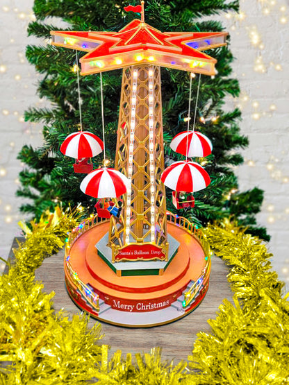 Christmas Parachute Tower. Animated Christmas Village F07M4-8-W201 Christmas Carousel-0