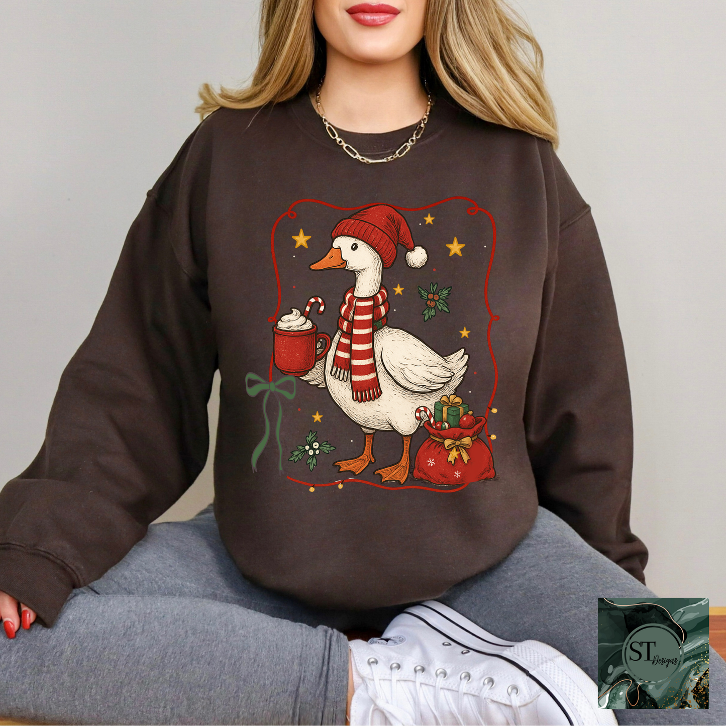Christmas Goose Premium Tee With Durable Ink Print USA Made Lightweight Breathable For Adults Small To 5XL