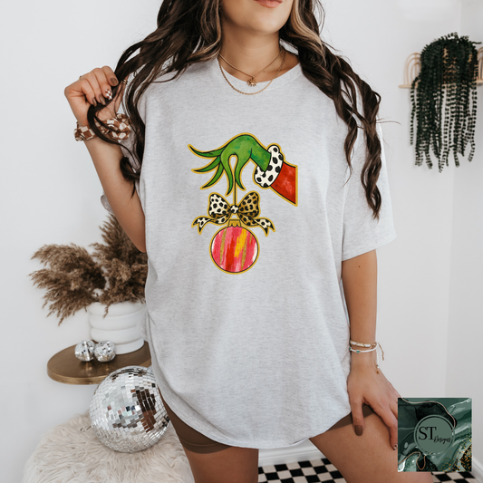 Green Hand Christmas Ornament Premium Durable Ink USA Printed Colorful Decor Gift for Christmas Lovers