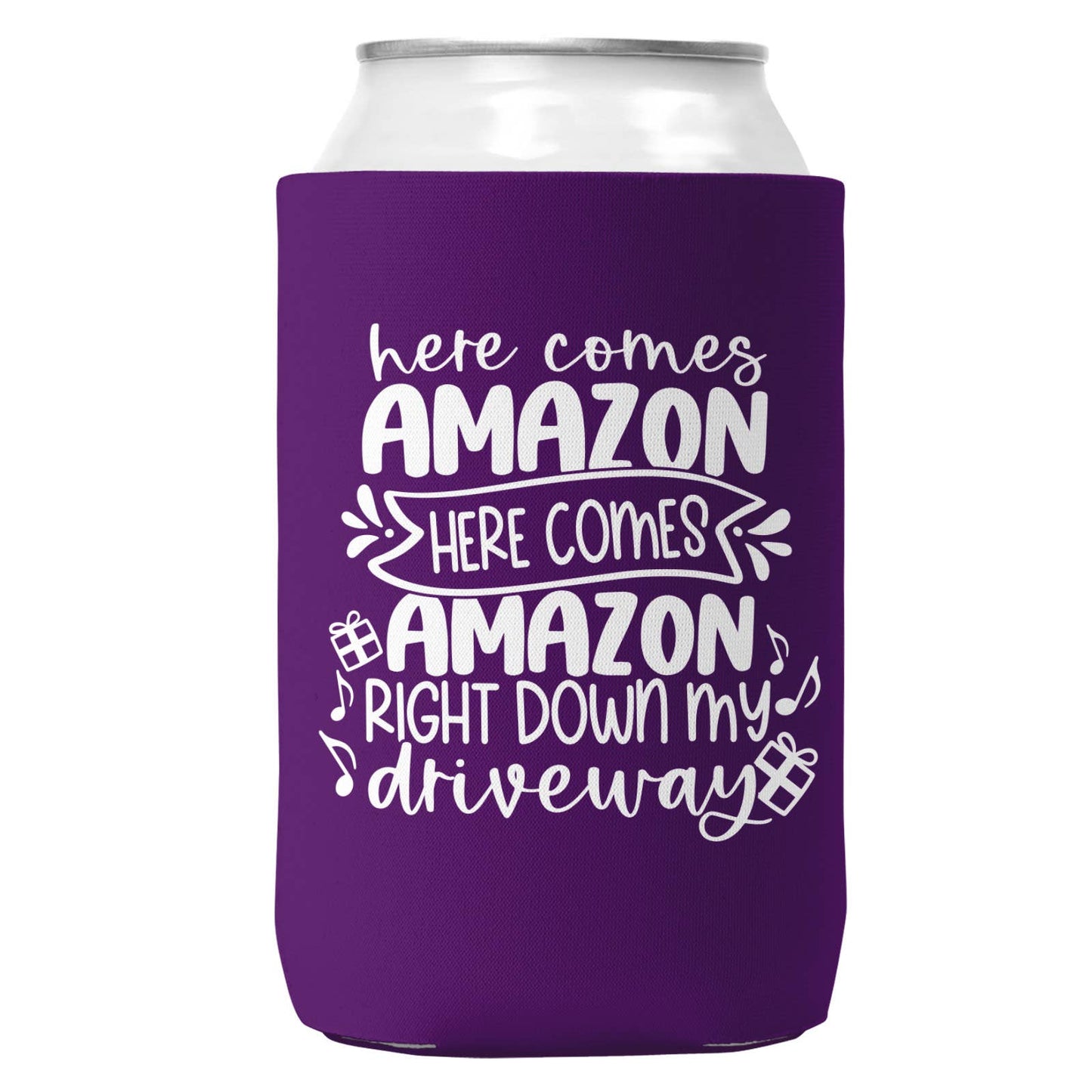 Here Comes Amazon Can Coozie Christmas Can Cooler 12oz Cans-3