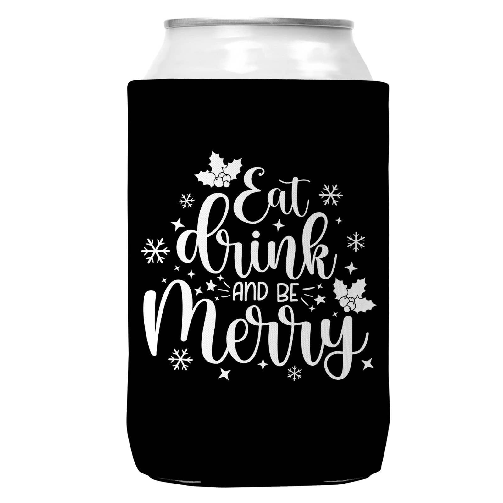 Eat Drink & Be Merry Can Christmas Coozie Can Cooler 12oz-1