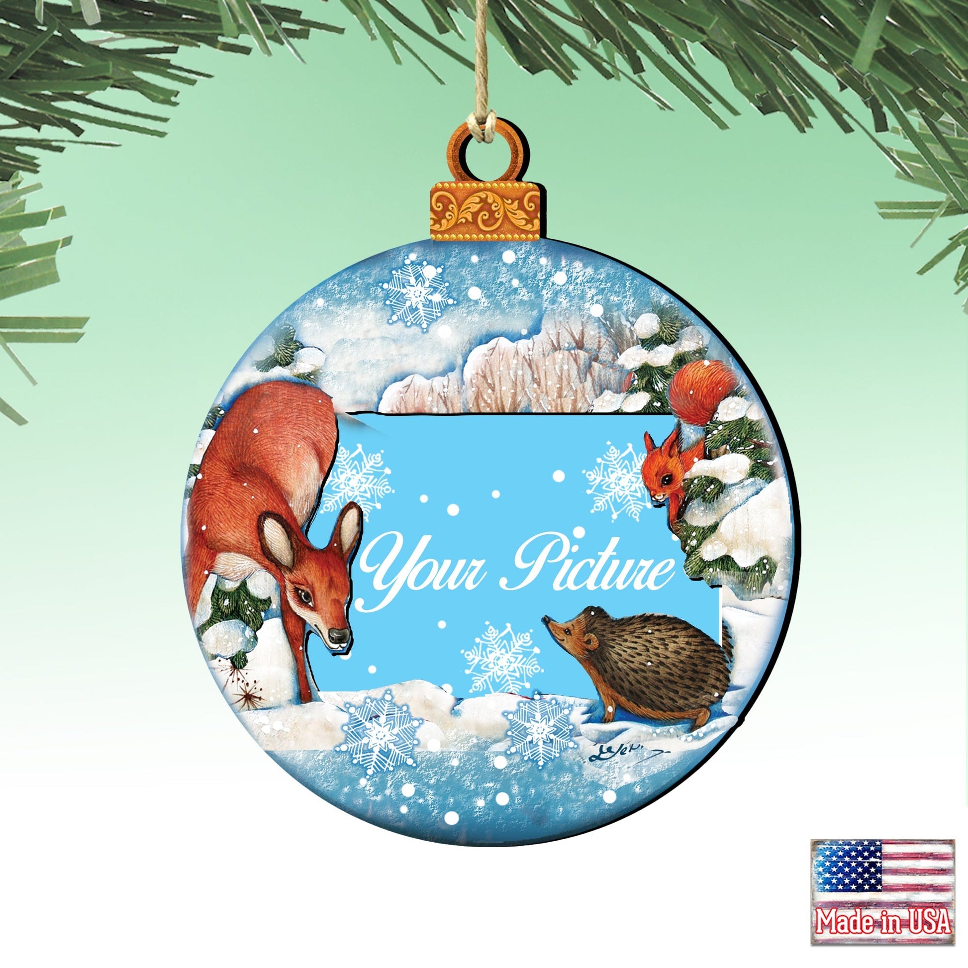 Christmas Ball Picture Frame Ornaments - Ornament for Photo - Christmas Santa Snowman Decor - 8173412PF-2