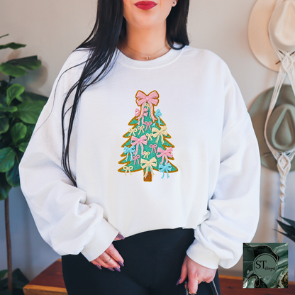 Christmas Tree Faux Yarn Graphic Tee Unisex S To 5XL Lightweight Breathable Fabric Made In USA