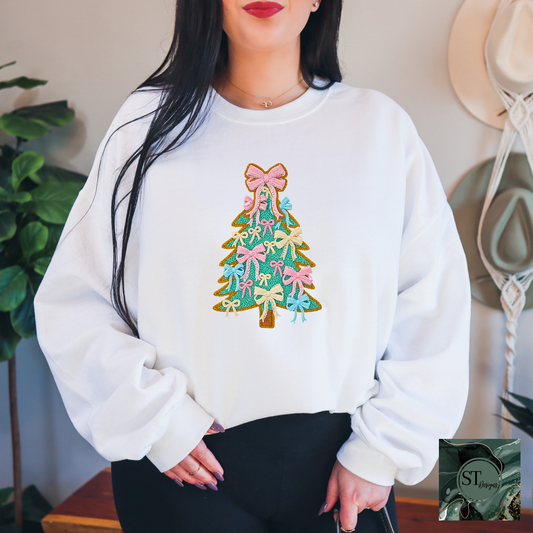 Christmas Tree Faux Yarn Graphic Tee Unisex S To 5XL Lightweight Breathable Fabric Made In USA