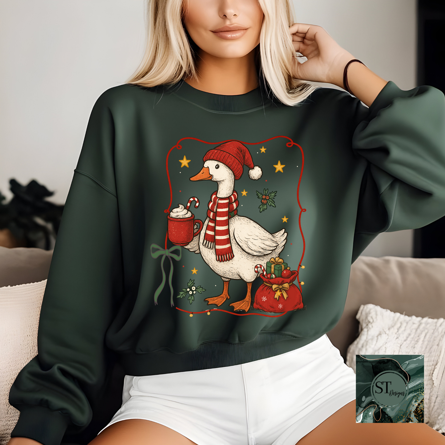 Christmas Goose Premium Tee With Durable Ink Print USA Made Lightweight Breathable For Adults Small To 5XL