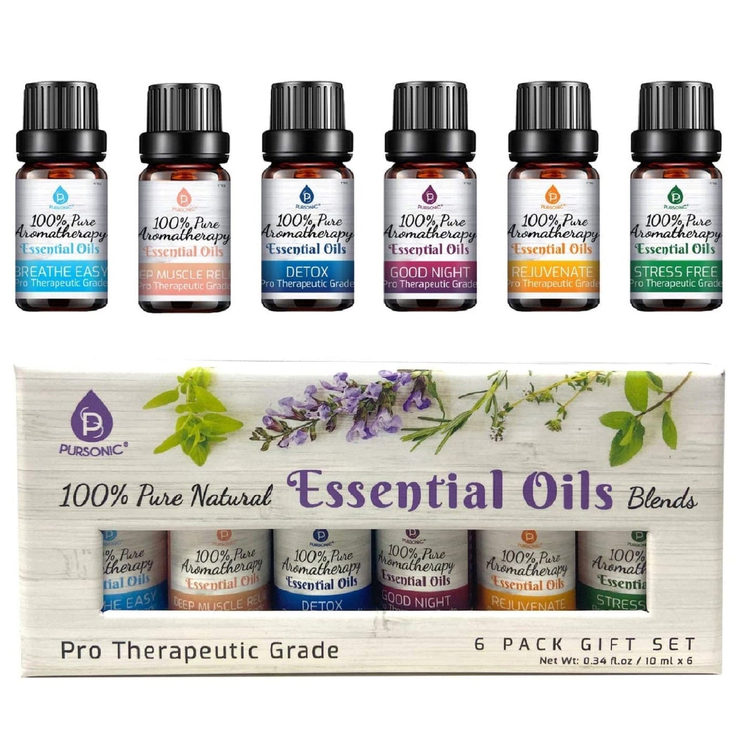 6 Pack of 100% Pure Essential Aromatherapy Oils Blends-0