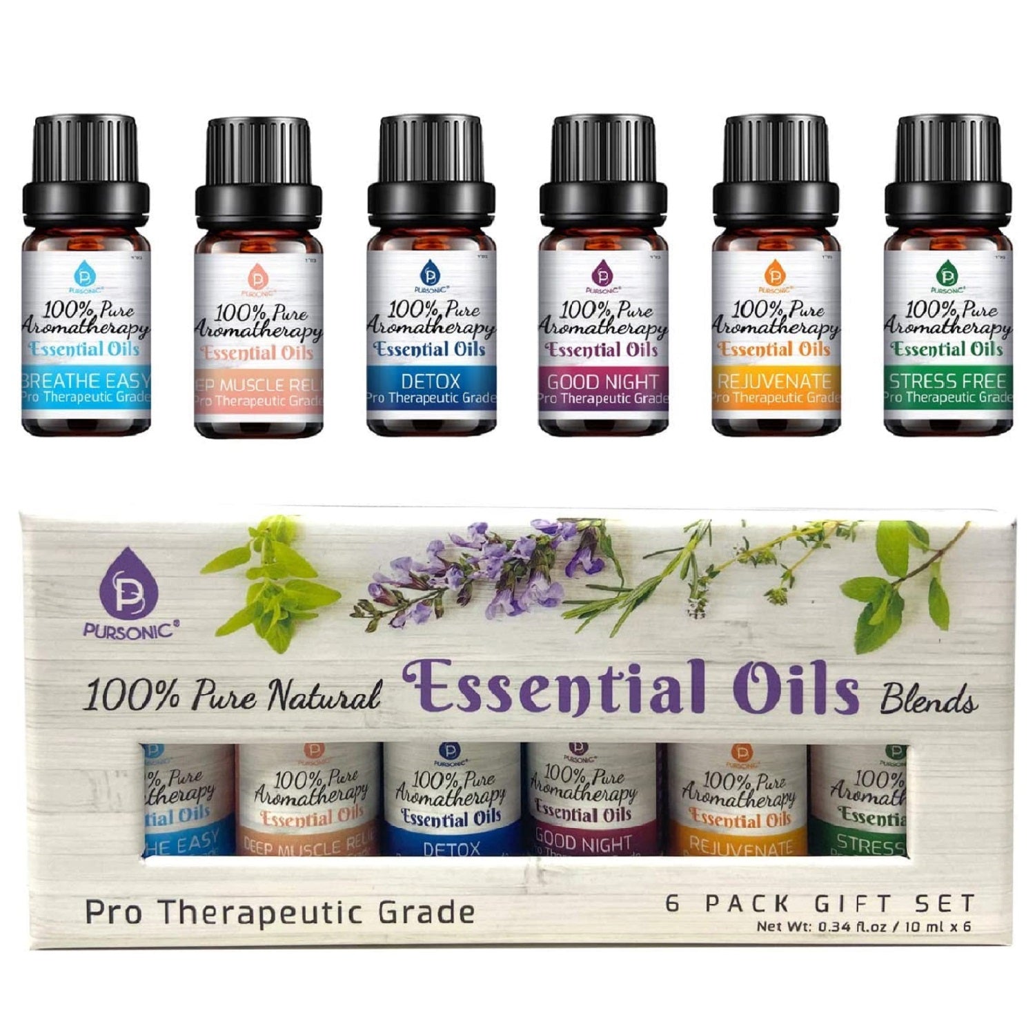 6 Pack of 100% Pure Essential Aromatherapy Oils Blends-0