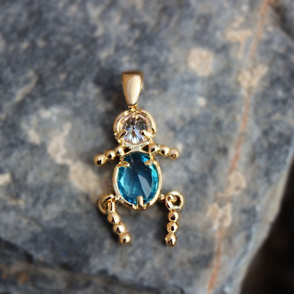 Aquamarine CZ Pendant Gold Plated Brass LOA for Women