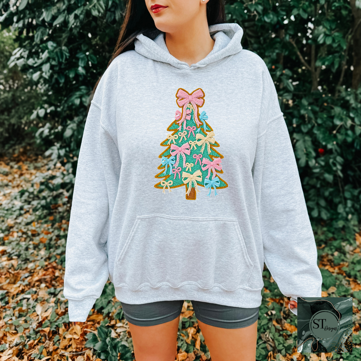 Christmas Tree Faux Yarn Graphic Tee Unisex S To 5XL Lightweight Breathable Fabric Made In USA