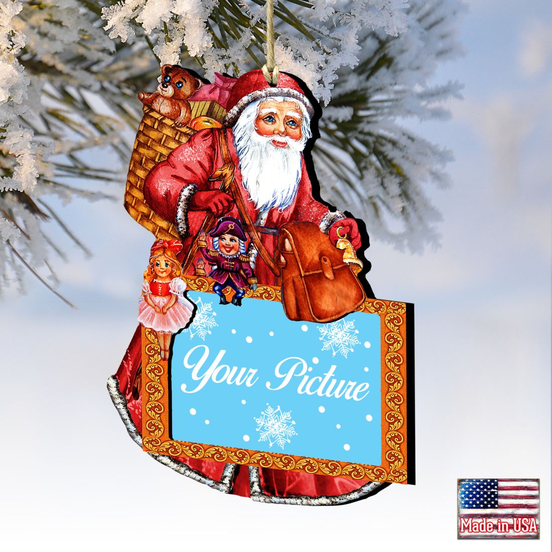 Santa Christmas Picture Frame Ornaments - Ornament for Photo - Christmas Santa Snowman Decor - 8124120PF-2
