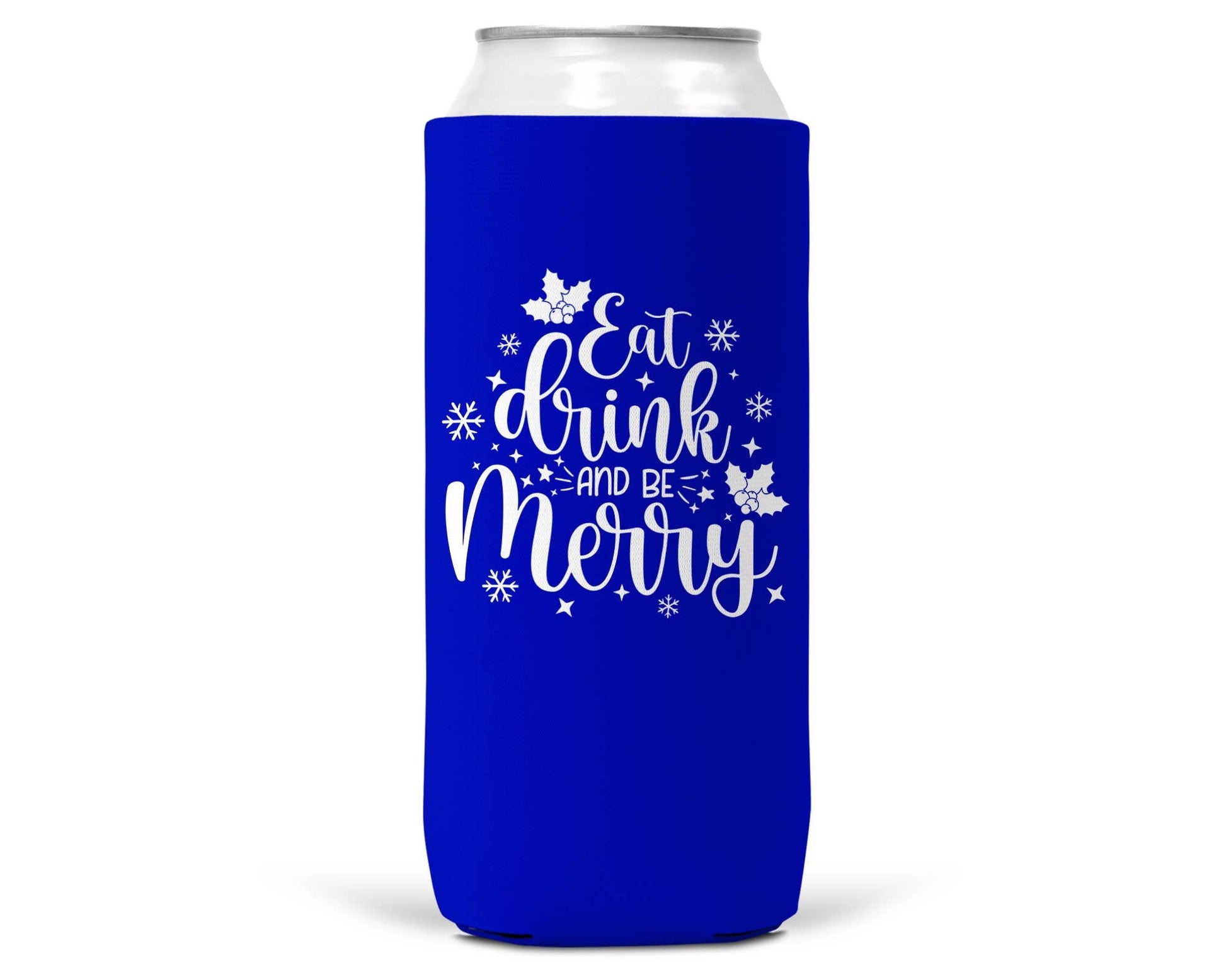 Eat Drink Be Merry Christmas SLIM CAN Coozie 12oz Slim Can-2