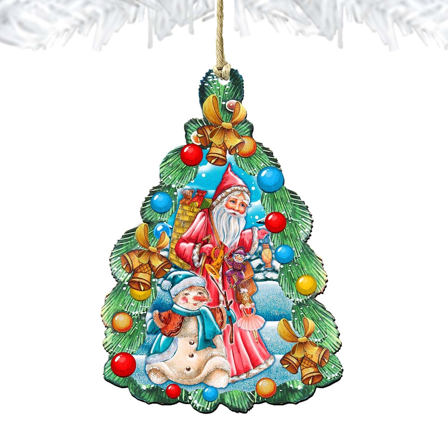 Christmas Arrival Wooden Ornaments by G. DeBrekht - Christmas Santa Snowman Decor - 8114020-4