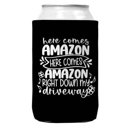 Here Comes Amazon Can Coozie Christmas Can Cooler 12oz Cans-1