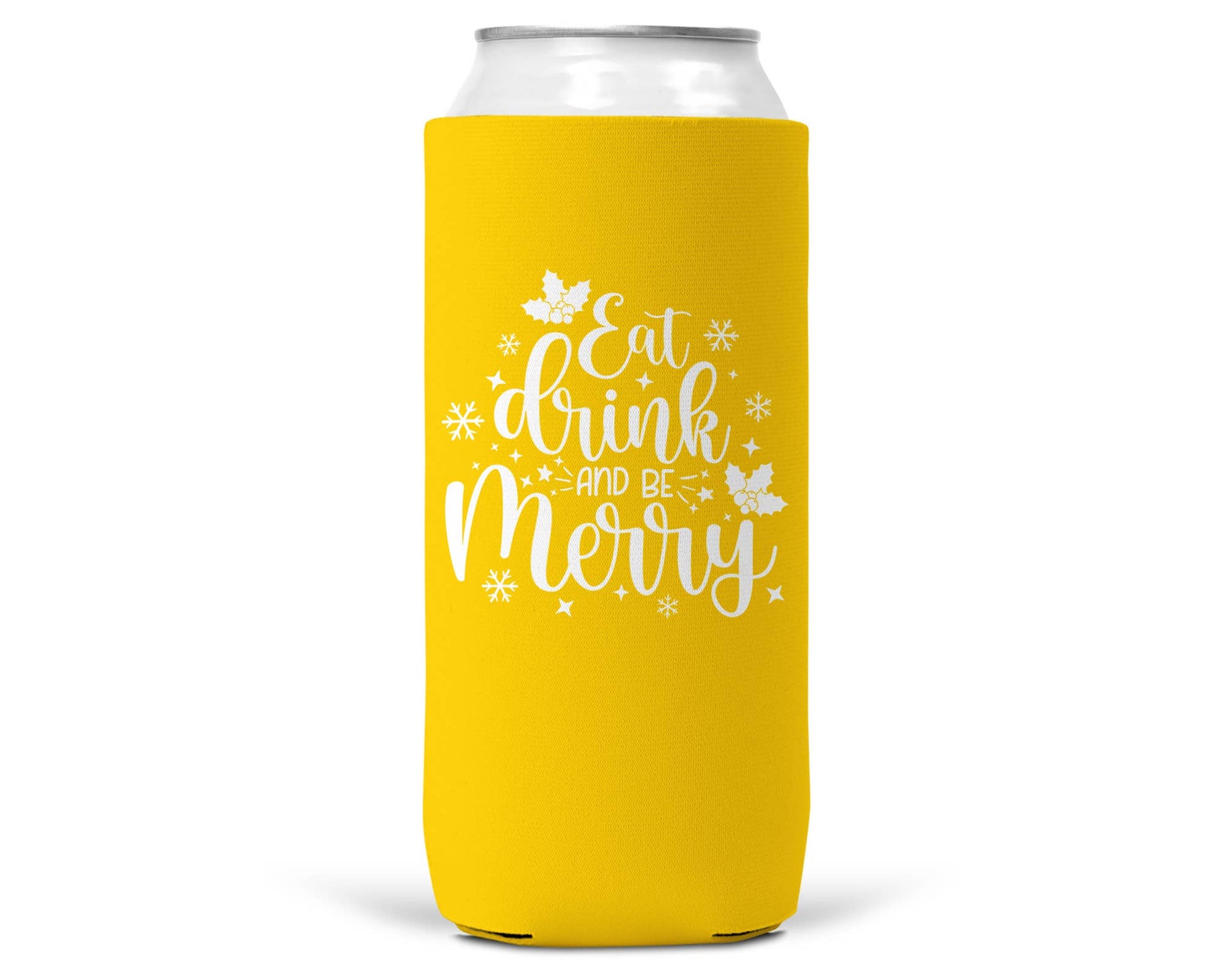 Eat Drink Be Merry Christmas SLIM CAN Coozie 12oz Slim Can-8