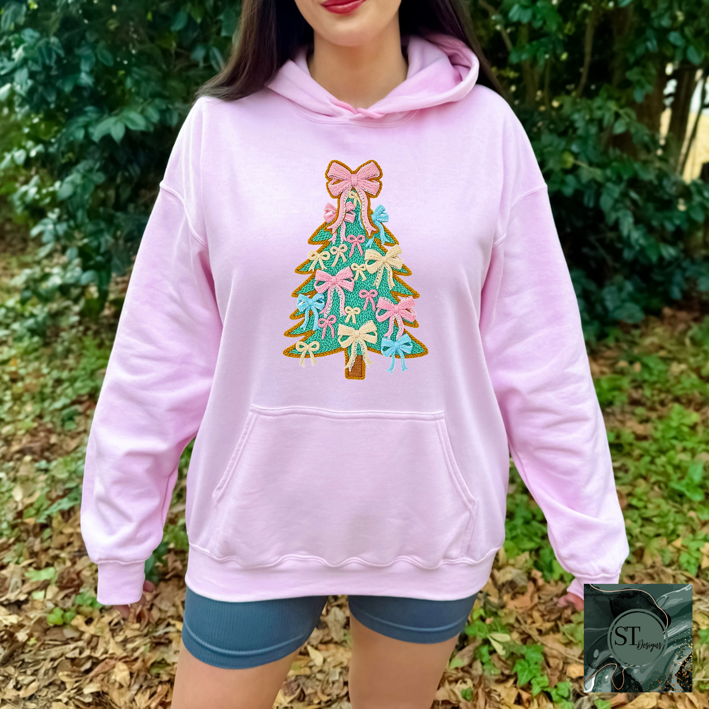 Christmas Tree Faux Yarn Graphic Tee Unisex S To 5XL Lightweight Breathable Fabric Made In USA