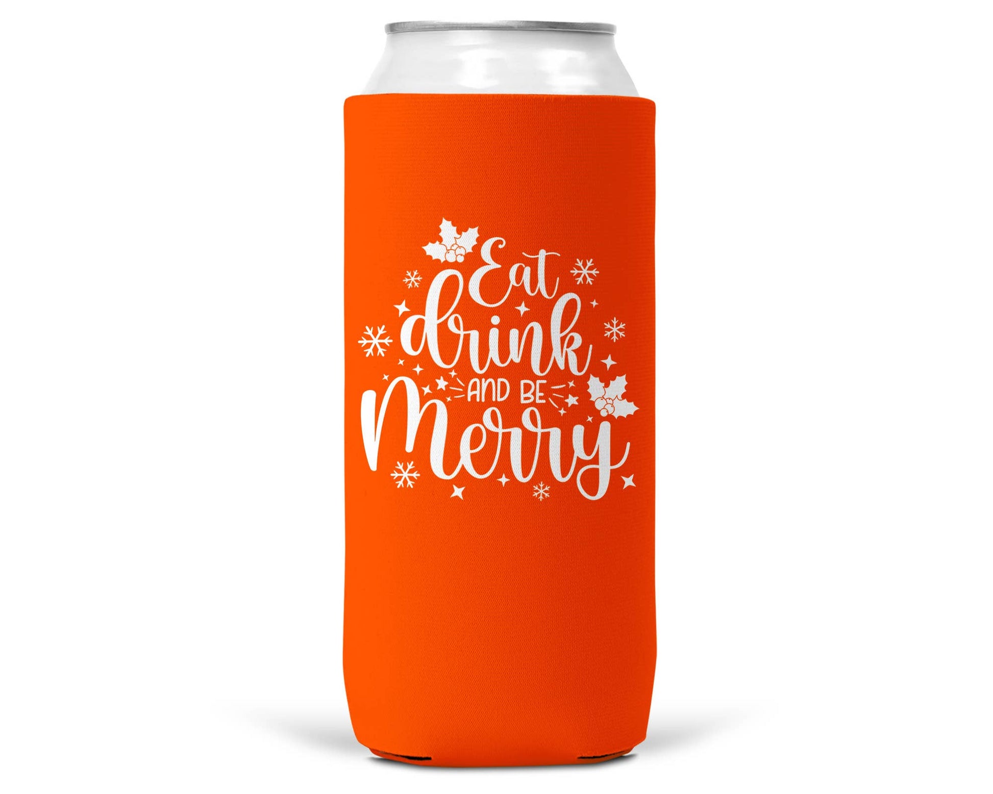 Eat Drink Be Merry Christmas SLIM CAN Coozie 12oz Slim Can-6