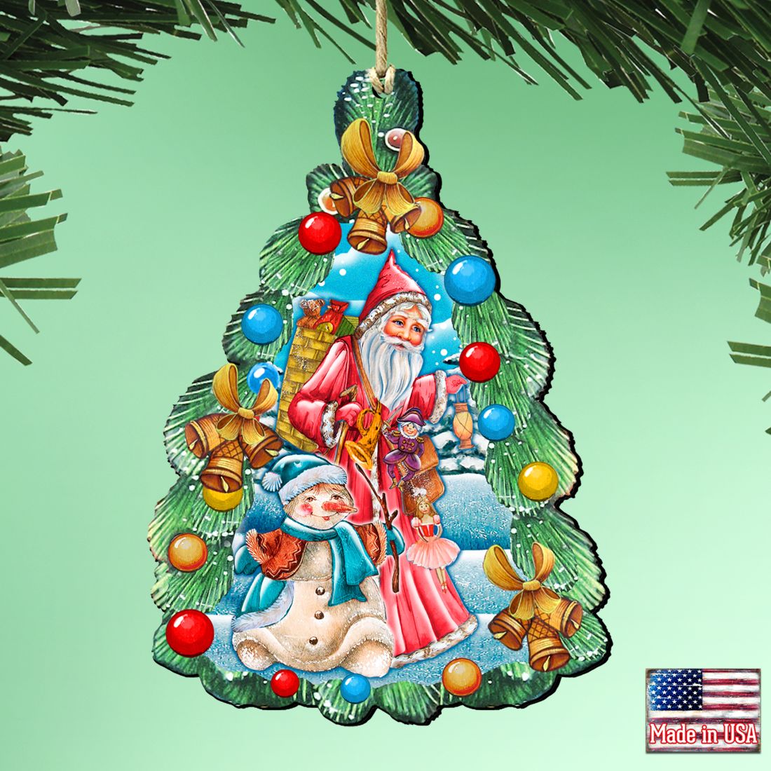 Christmas Arrival Wooden Ornaments by G. DeBrekht - Christmas Santa Snowman Decor - 8114020-1