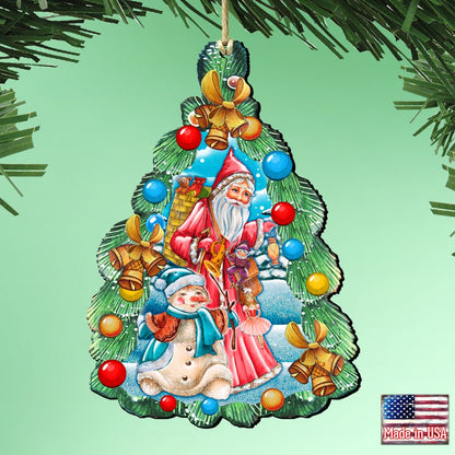 Christmas Arrival Wooden Ornaments by G. DeBrekht - Christmas Santa Snowman Decor - 8114020-1