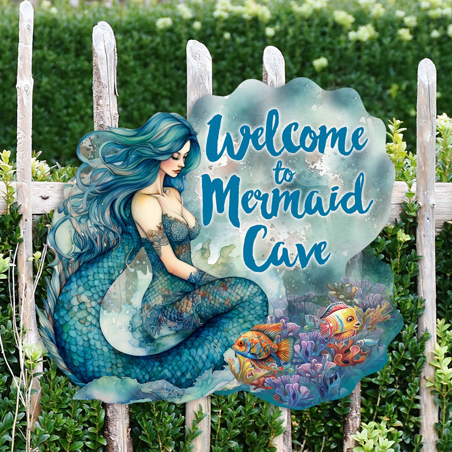 Mermaid Cave Front Door Sign By G DeBrekht Art Studio Weatherproof 20 Inch Handcrafted Porch Decor For Mermaid Lovers