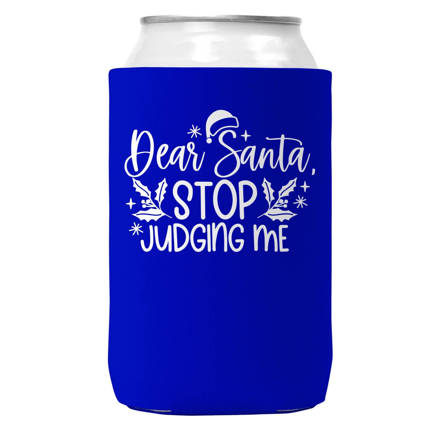 Santa Stop Juding Me Christmas Can Coozie Cooler 12oz Cans-2