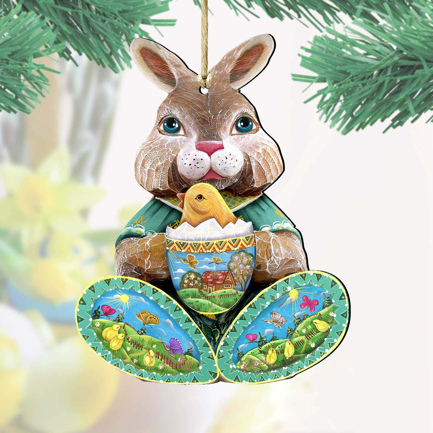 Easter Bunny Christmas Wooden Ornaments by G. DeBrekht - Christmas Decor - 8144502-0