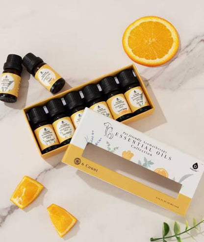 Pet-Friendly Aromatherapy Essential Oils Collection - Cedarwood, Chamomile, Frankincense, Ginger, Lavender, and Rosemary-1