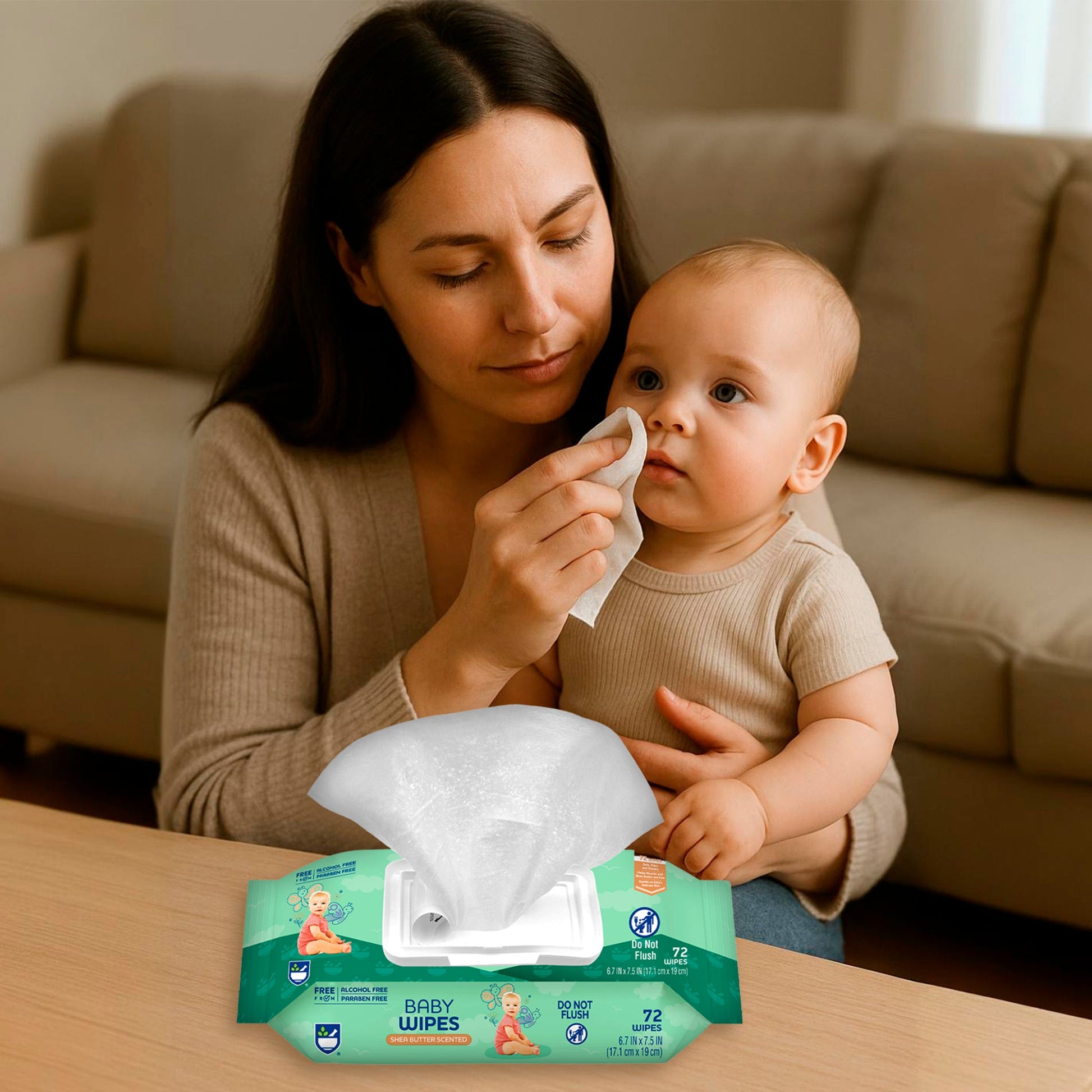 Baby Wipes – Aloe Vera & Shea Butter Infused | 99% Water-Based | Resealable Pack for Sensitive Skin-2