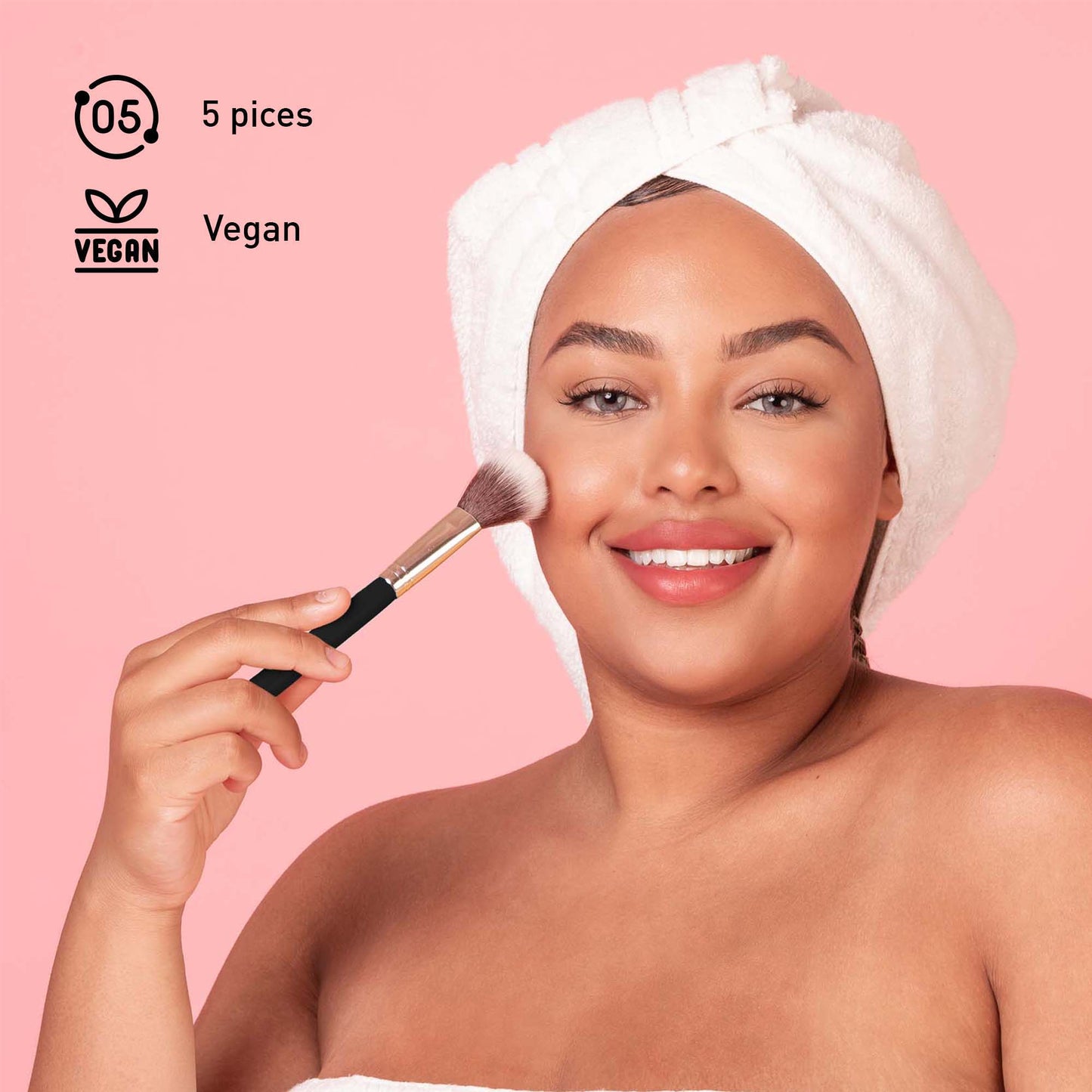 5 Pcs Studio Makeup Brush Set (Black)-1