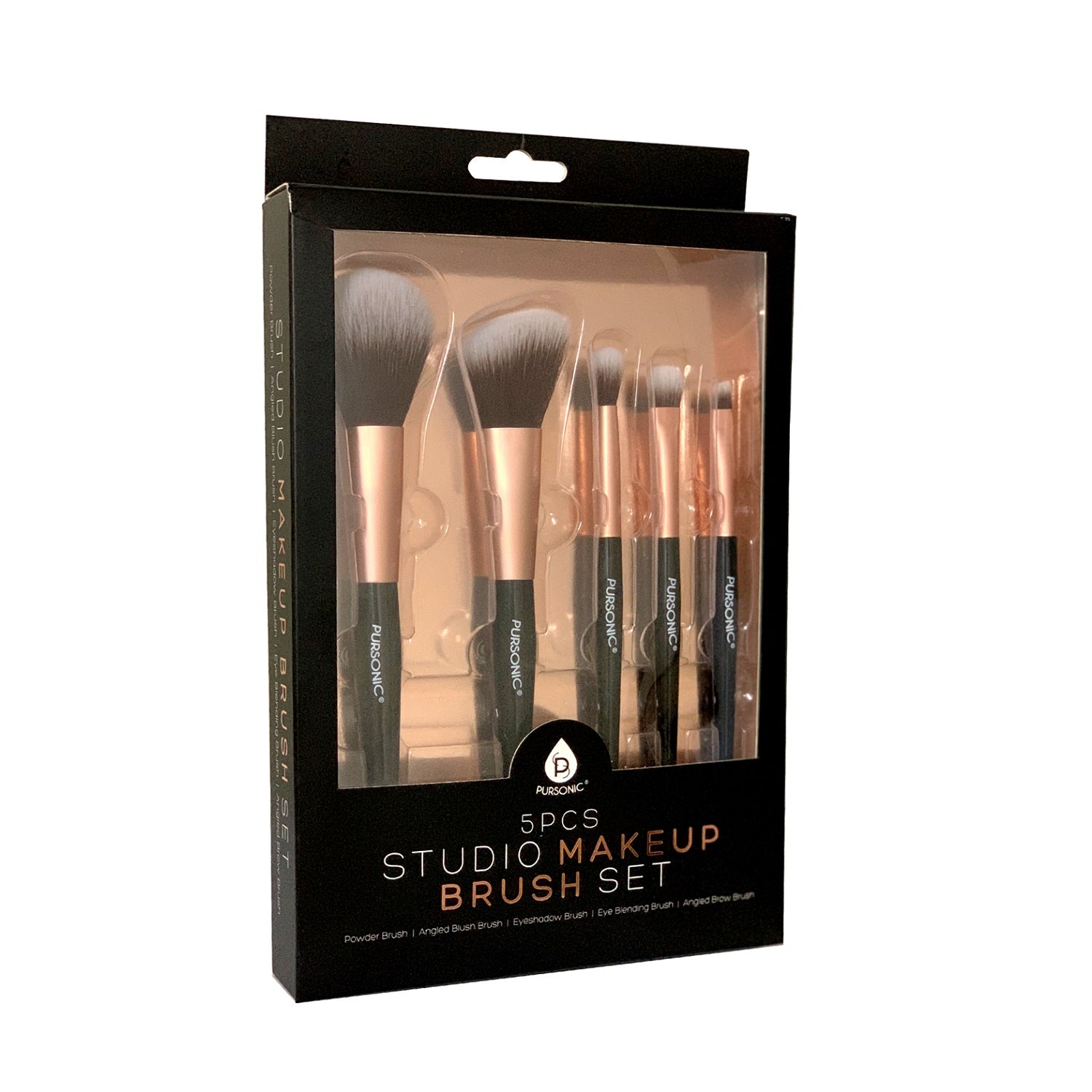 5 Pcs Studio Makeup Brush Set (Black)-4
