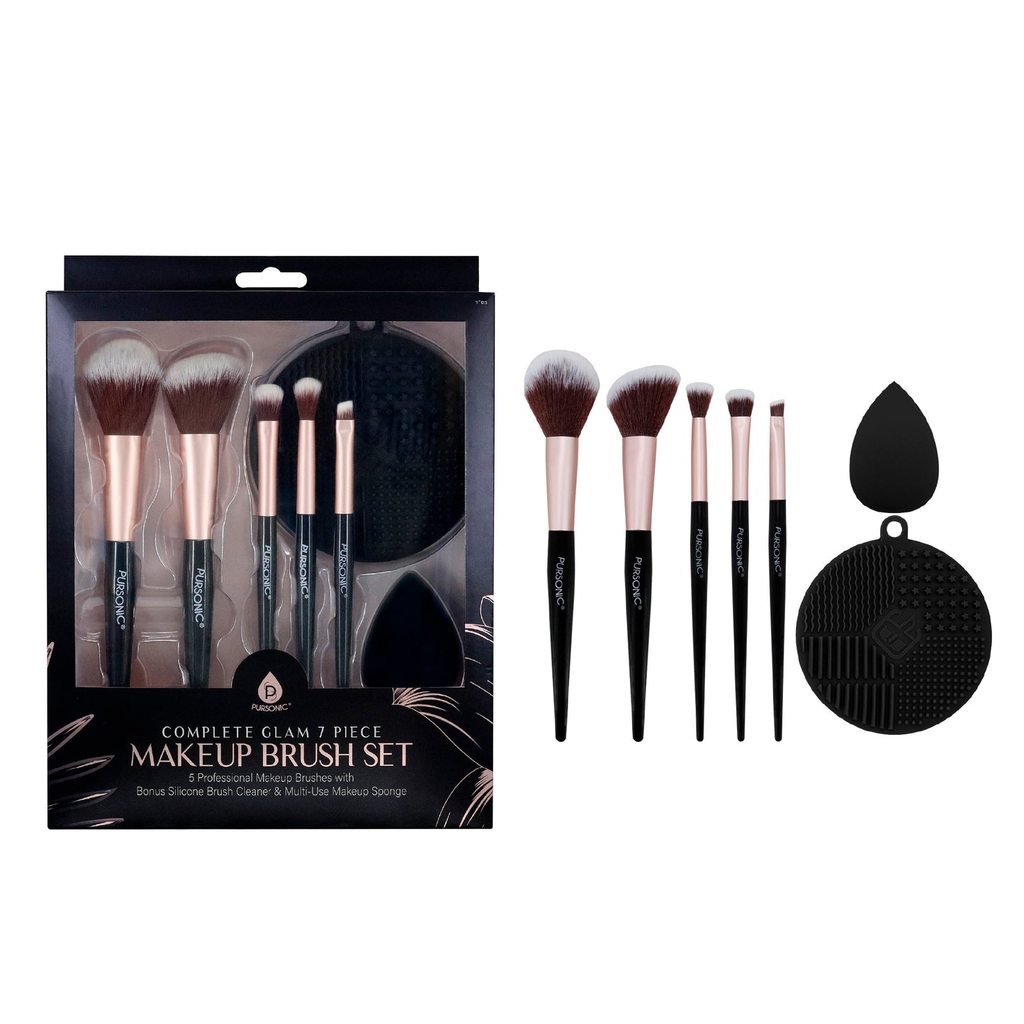 Pursonic Complete Glam 7-Piece Makeup Brush Set-0