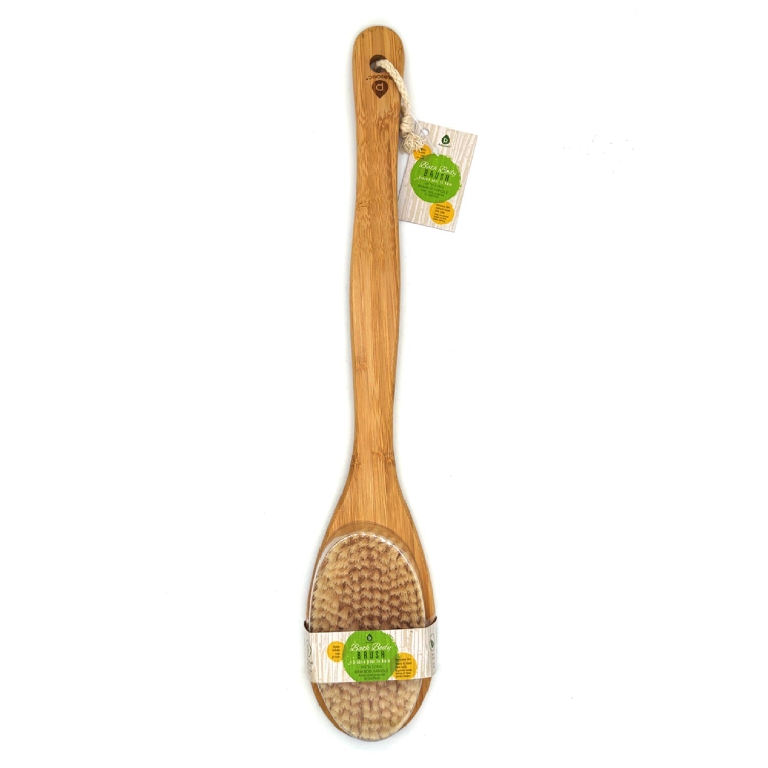 Bath Body Brush With Long Bamboo Handle-3