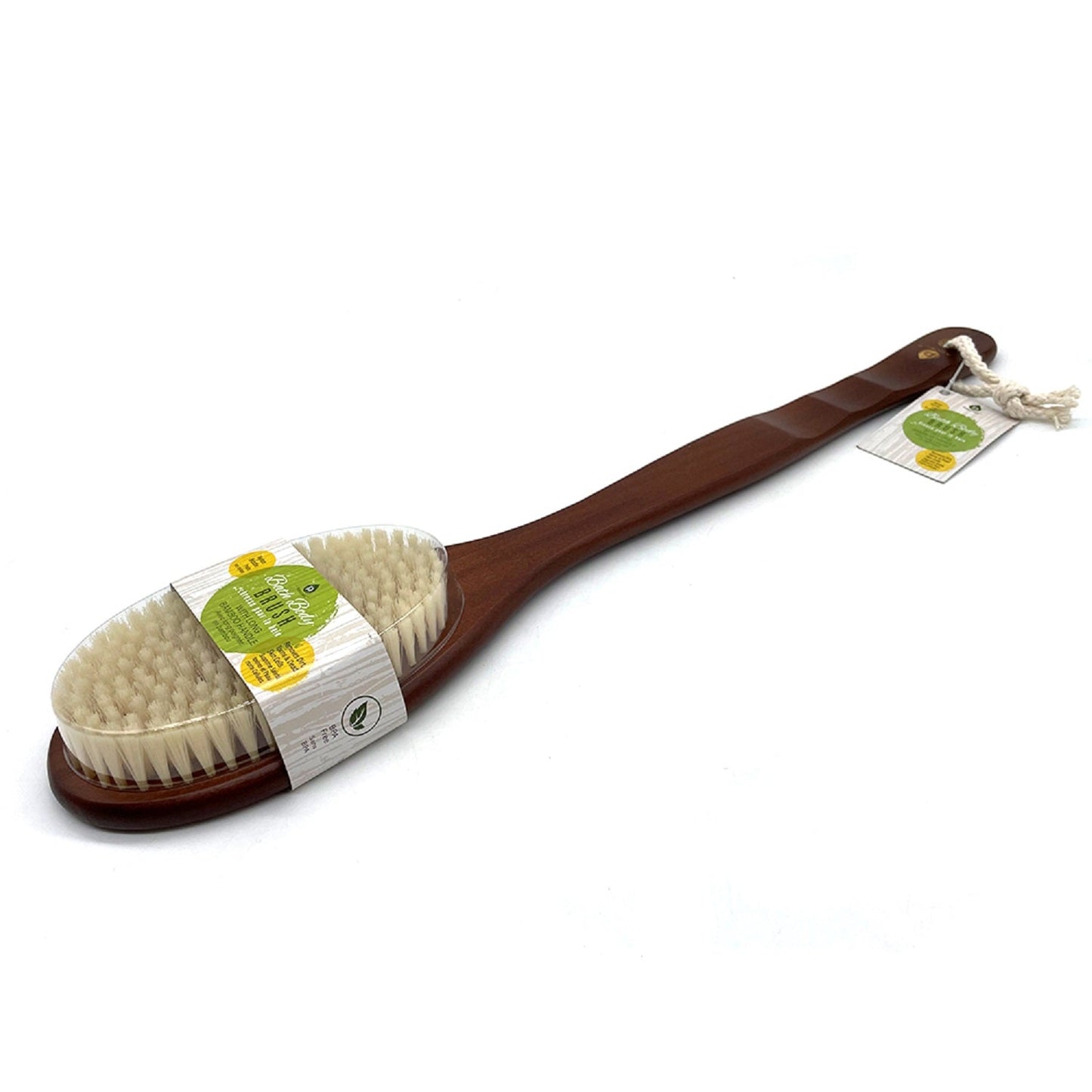 Bath Body Brush With Long Bamboo Handle-4