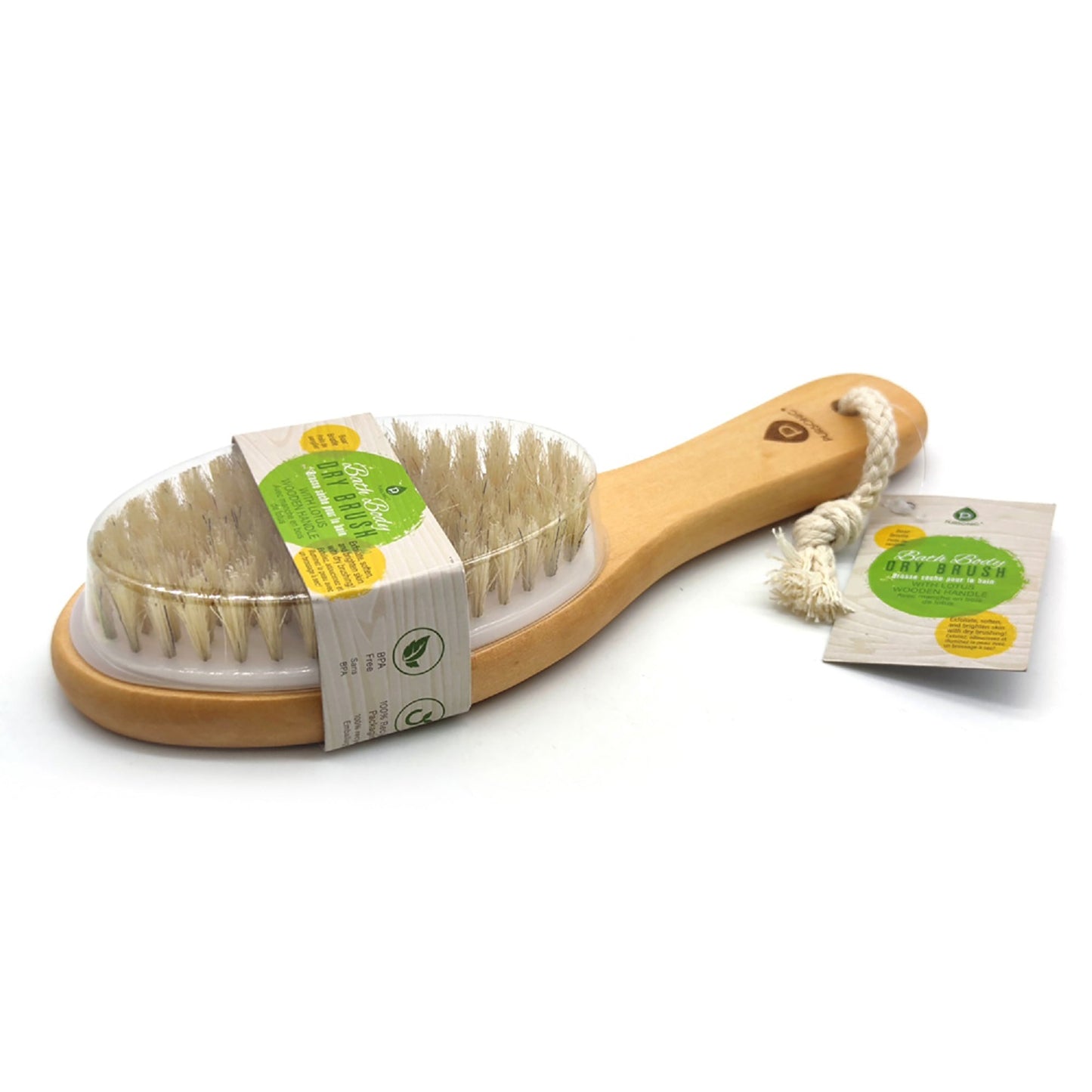 Bath Body Brush With Lotus Wooden Handle-2