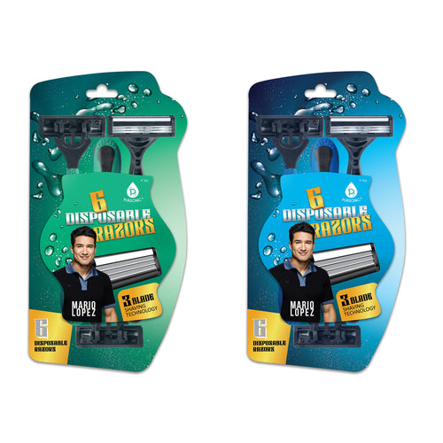 Mario Lopez 12 Disposable Razors Bundle - Green & Blue-0