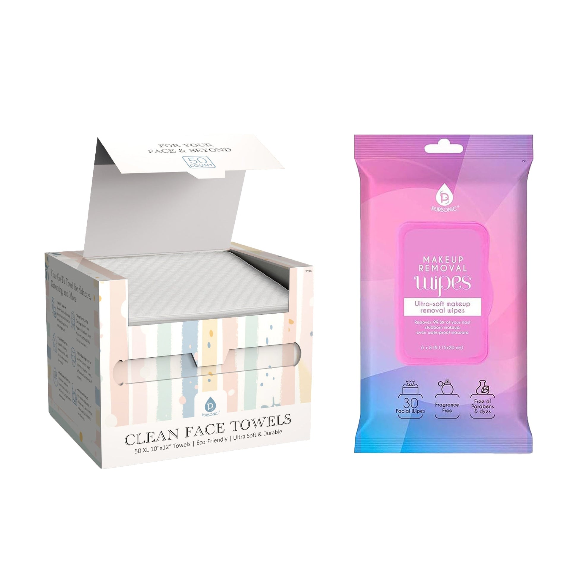 Pursonic Fresh & Clean Skincare Bundle: Clean Facial Towels + Makeup Removal Wipes-0