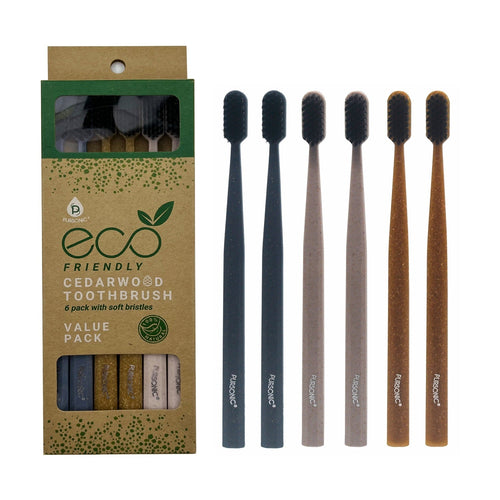 100% Eco-friendly Cedarwood Toothbrushes (6 Pack)-0