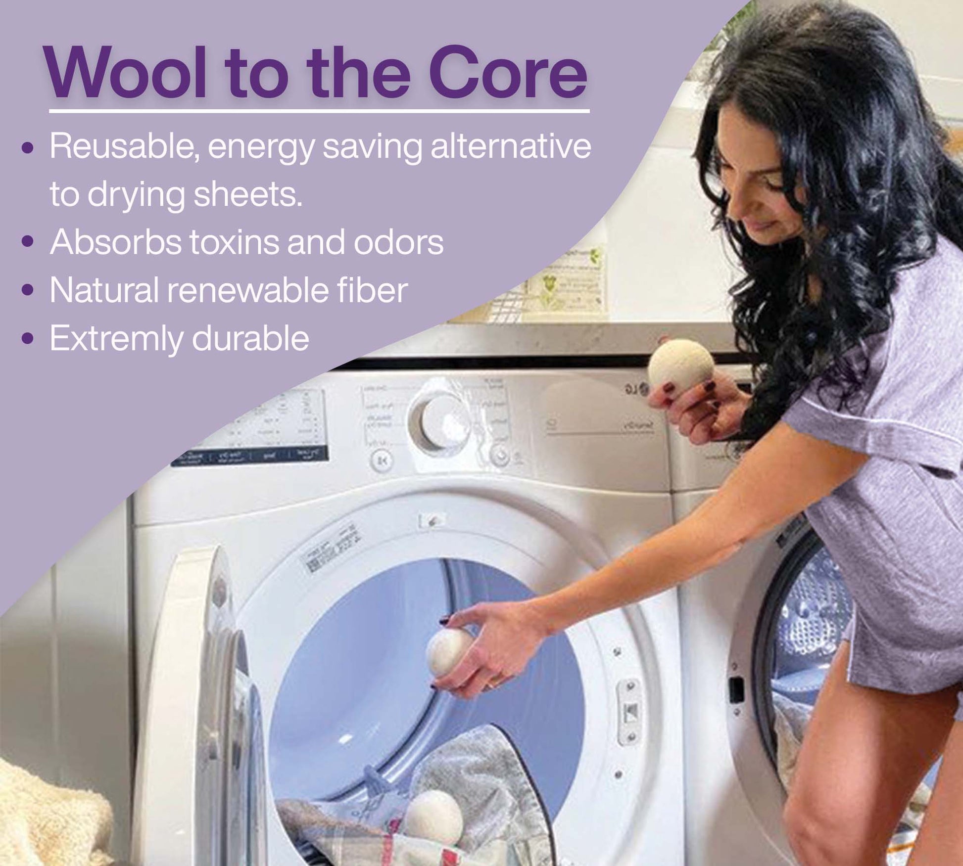 Wool Dryer Balls Bundle - Reusable Laundry Balls Made from Pure New Zealand Wool - Includes Lavender & Peppermint Oils-3