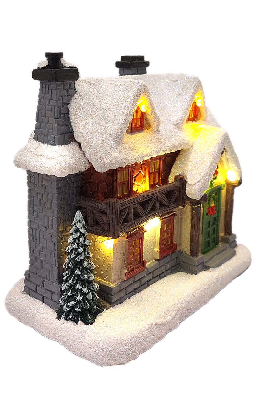 Christmas Cabin with Lights - Christmas Village Collection by Wizardi F07-N6-1B-1