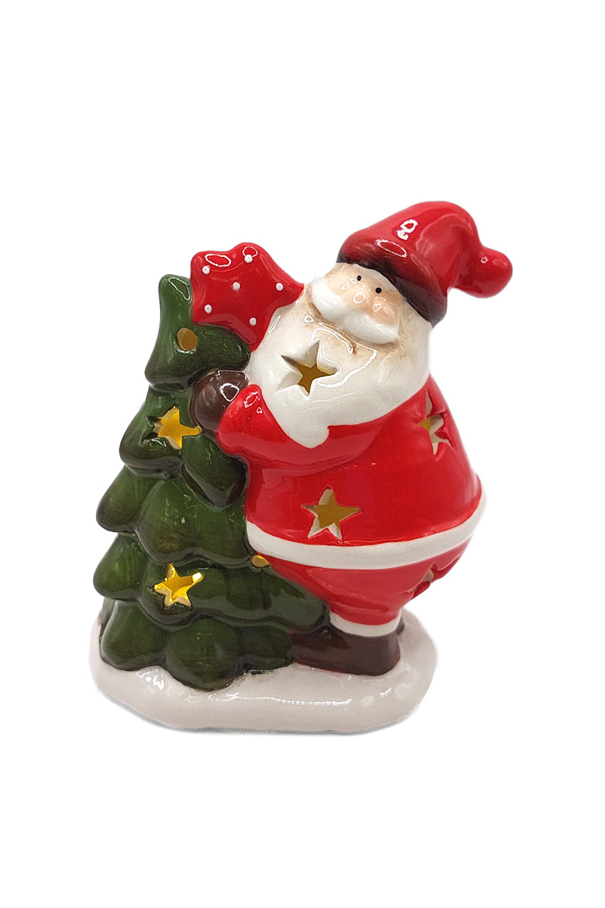 Christmas Ceramic Ornament - Santa with Christmas Tree by Wizardi F07N7-7-1