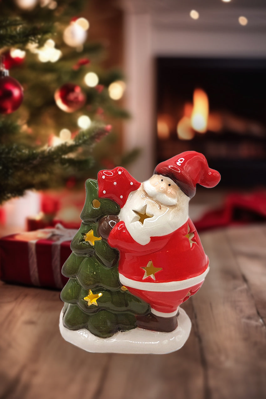 Christmas Ceramic Ornament - Santa with Christmas Tree by Wizardi F07N7-7-0