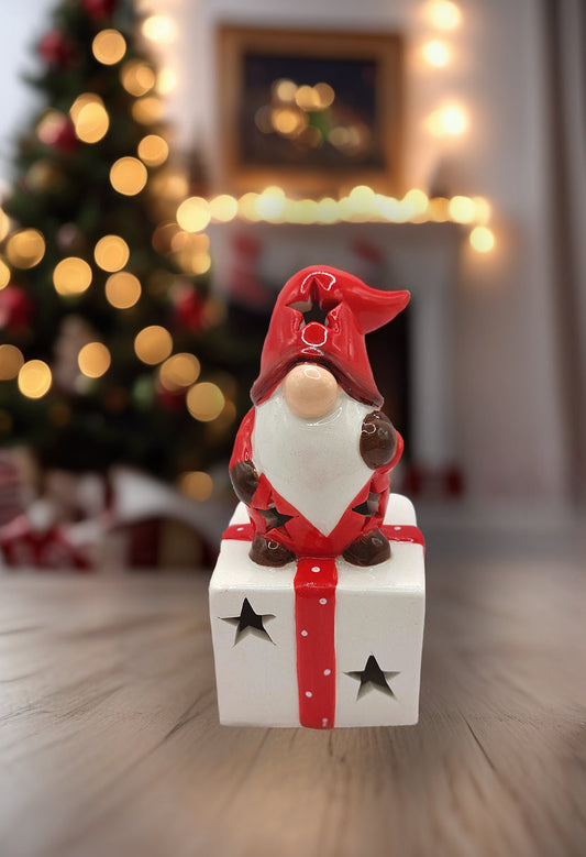 Christmas Ceramic Ornament - Christmas Gift with Gnome by Wizardi F07N7-8-0