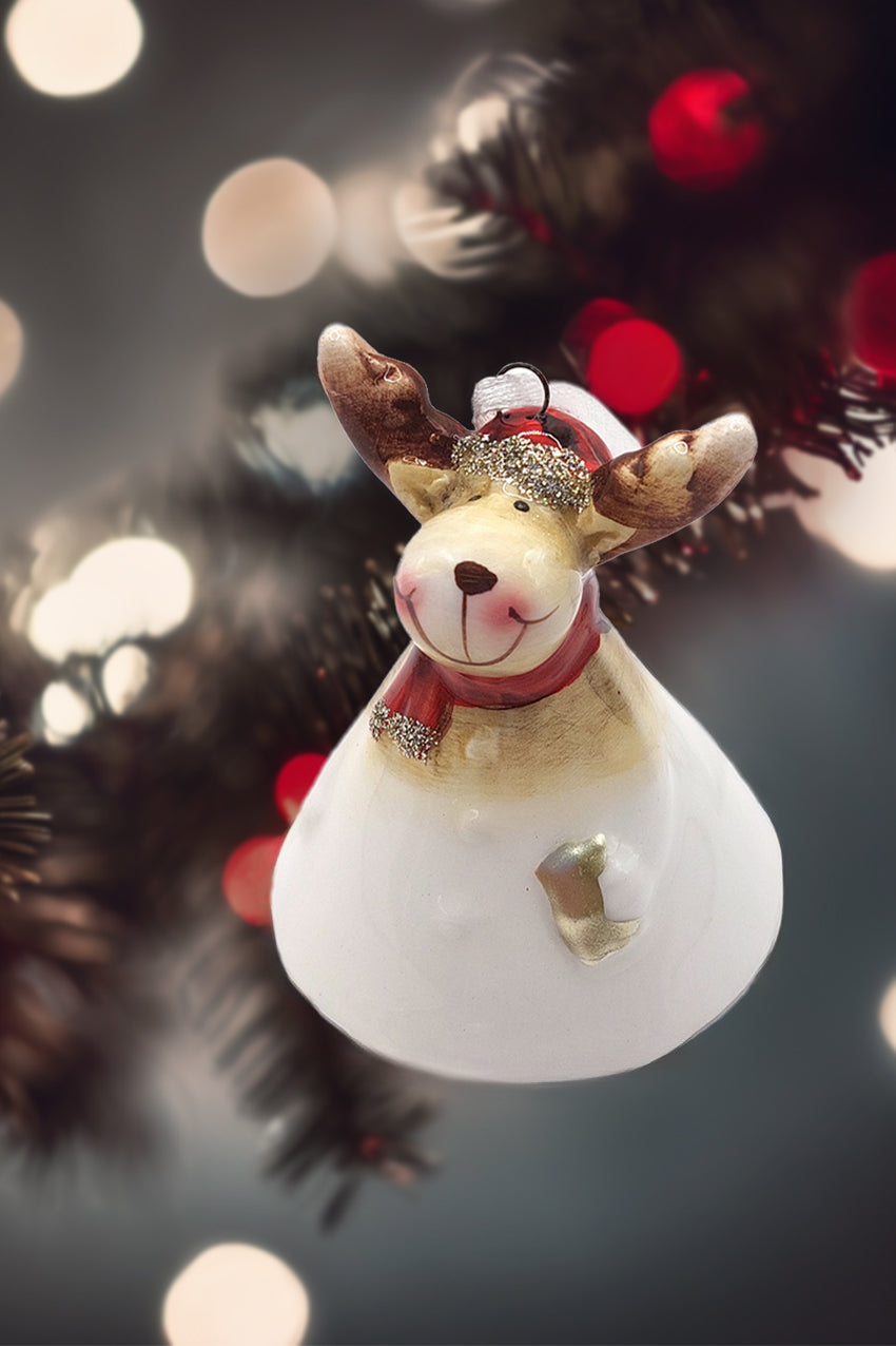 Christmas Ceramic Bell Ornament - Reindeer by Wizardi F07N7-23-0