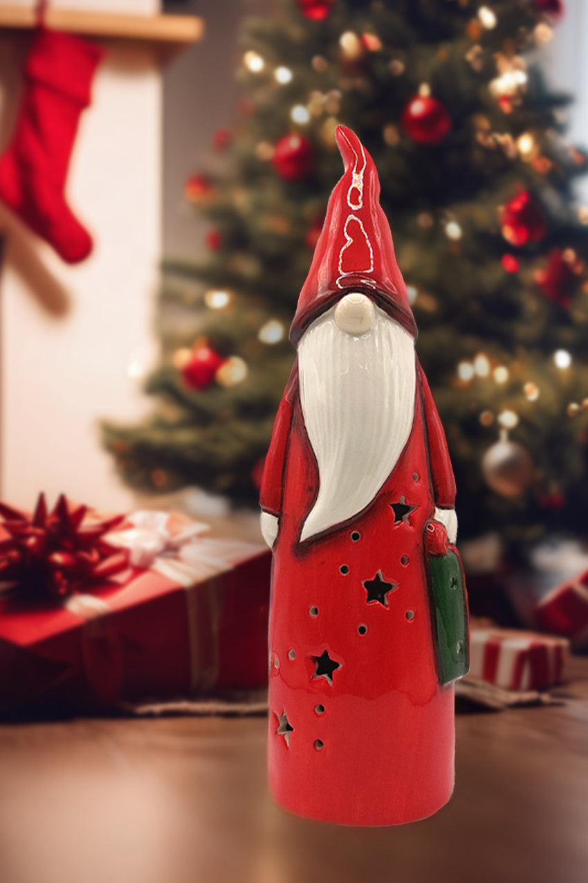 Christmas Ceramic Ornament - Red Gnome by Wizardi F07N7-1-0