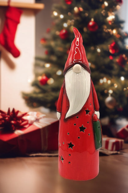 Christmas Ceramic Ornament - Red Gnome by Wizardi F07N7-1-0